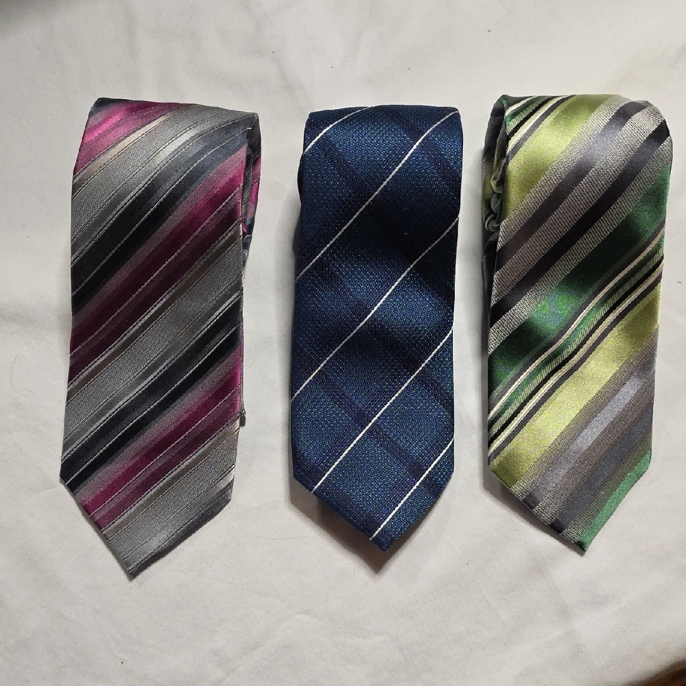 Kenneth Cole Men's Tie Set - Gray, Blue, and Green